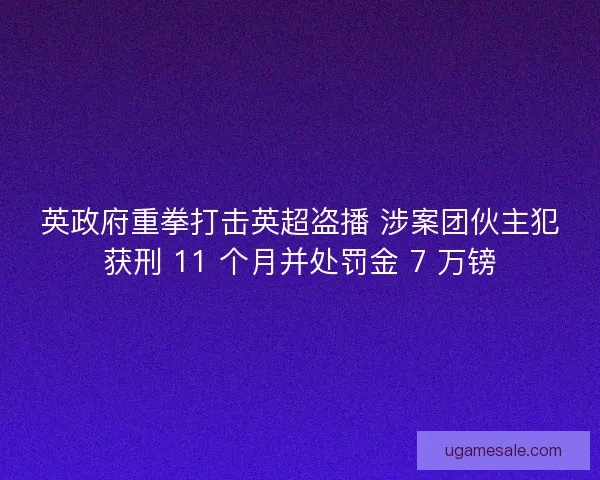 英政府重拳打击英超盗播 涉案团伙主犯获刑 11 个月并处罚金 7 万镑